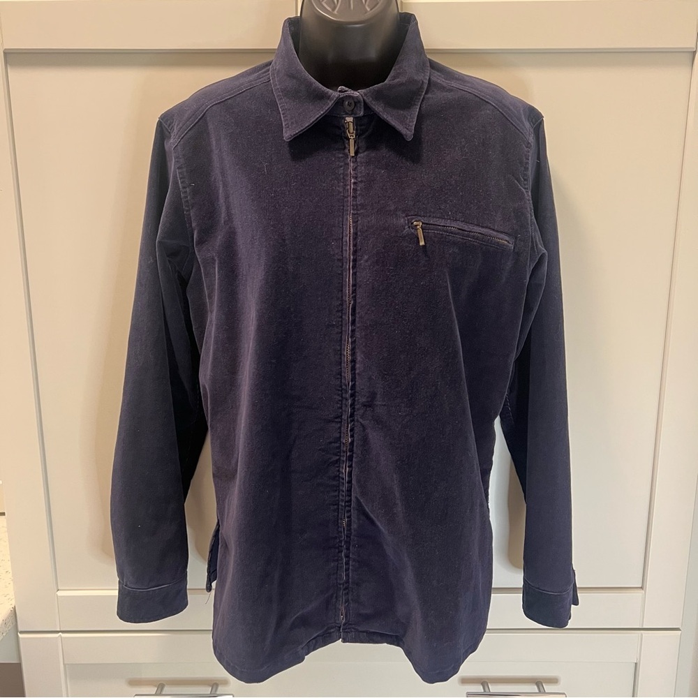 NORTHERN REFLECTIONS 97% Cotton Corduroy Zippered Navy Blue Jacket